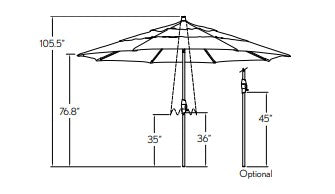 Treasure Garden 11' Auto Tilt Center Post Umbrella