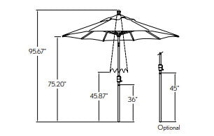 Treasure Garden 7.5' Push Button Center Post Tilt Umbrella