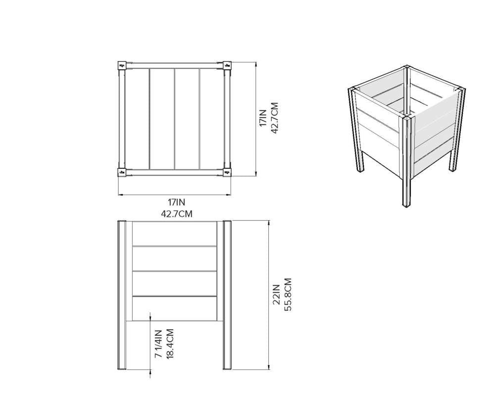 Vita Urbana 18"x18" Espresso Raised Planter