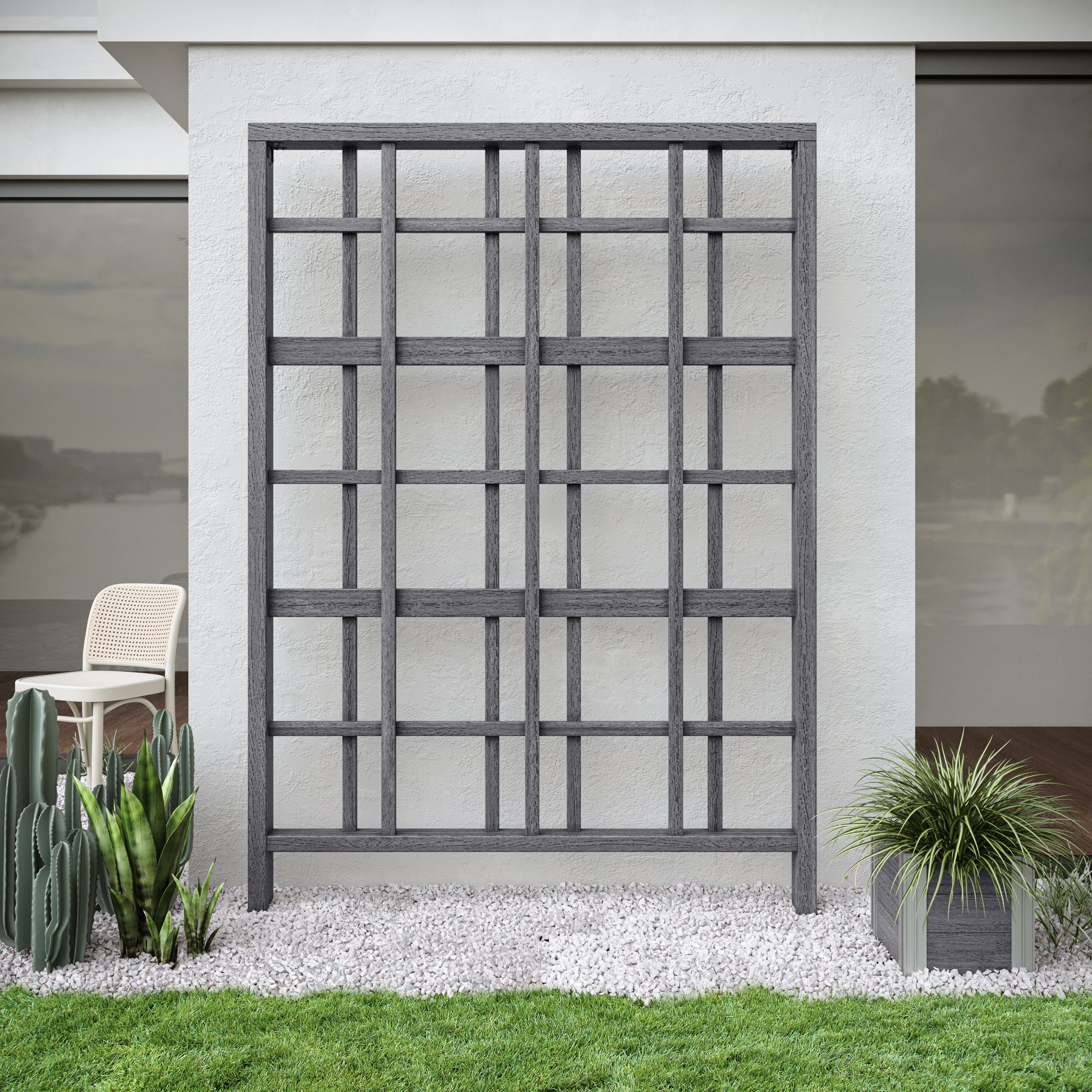 Vita Urbana 60"x84" Modern Trellis - Slate Gray