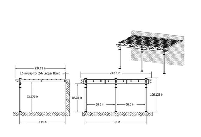 Vita 12'x16' Valencia Attached Vinyl Pergola