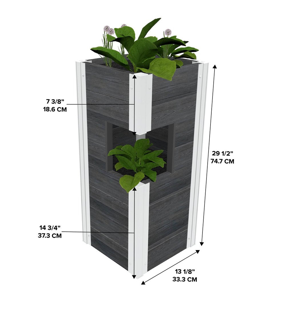 Vita Urbana 13"x13" Gray Pillar Planter