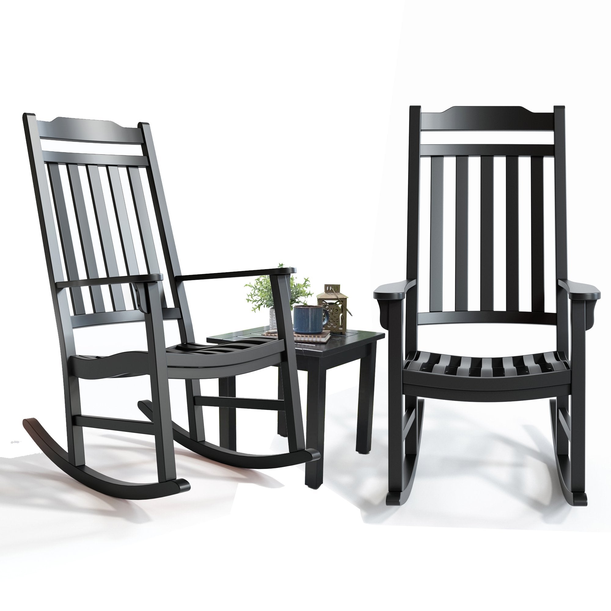 World's Finest Rocker Set of 2 + Side Table - Black