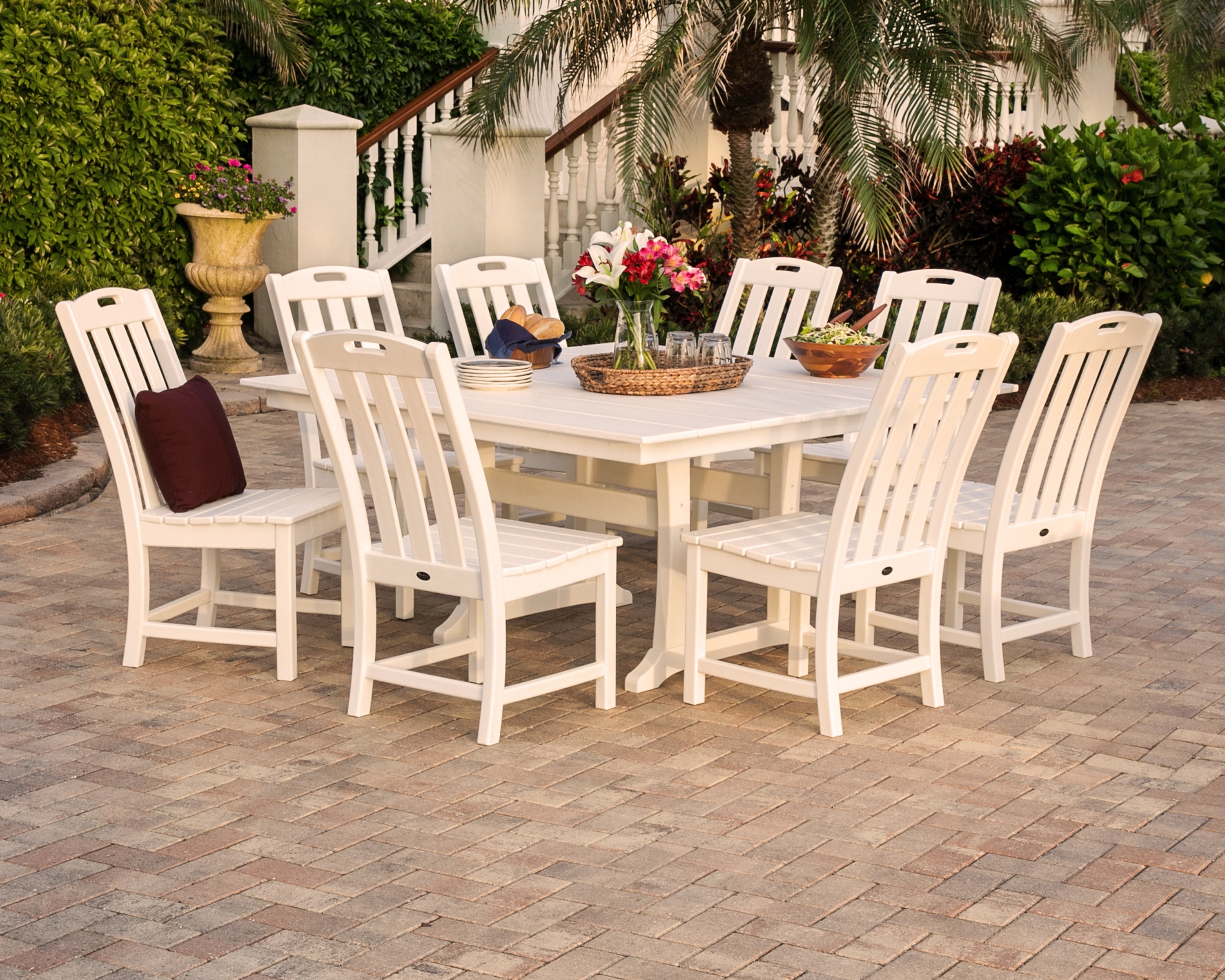 Trex® Outdoor Furniture™ Yacht Club 9-Piece Farmhouse Trestle Side Chair Dining Ensemble